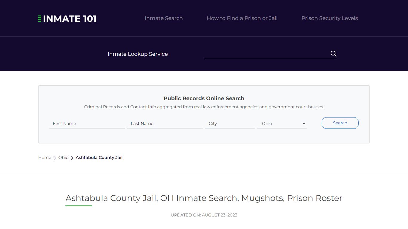 Ashtabula County Jail, OH Inmate Search, Mugshots, Prison Roster