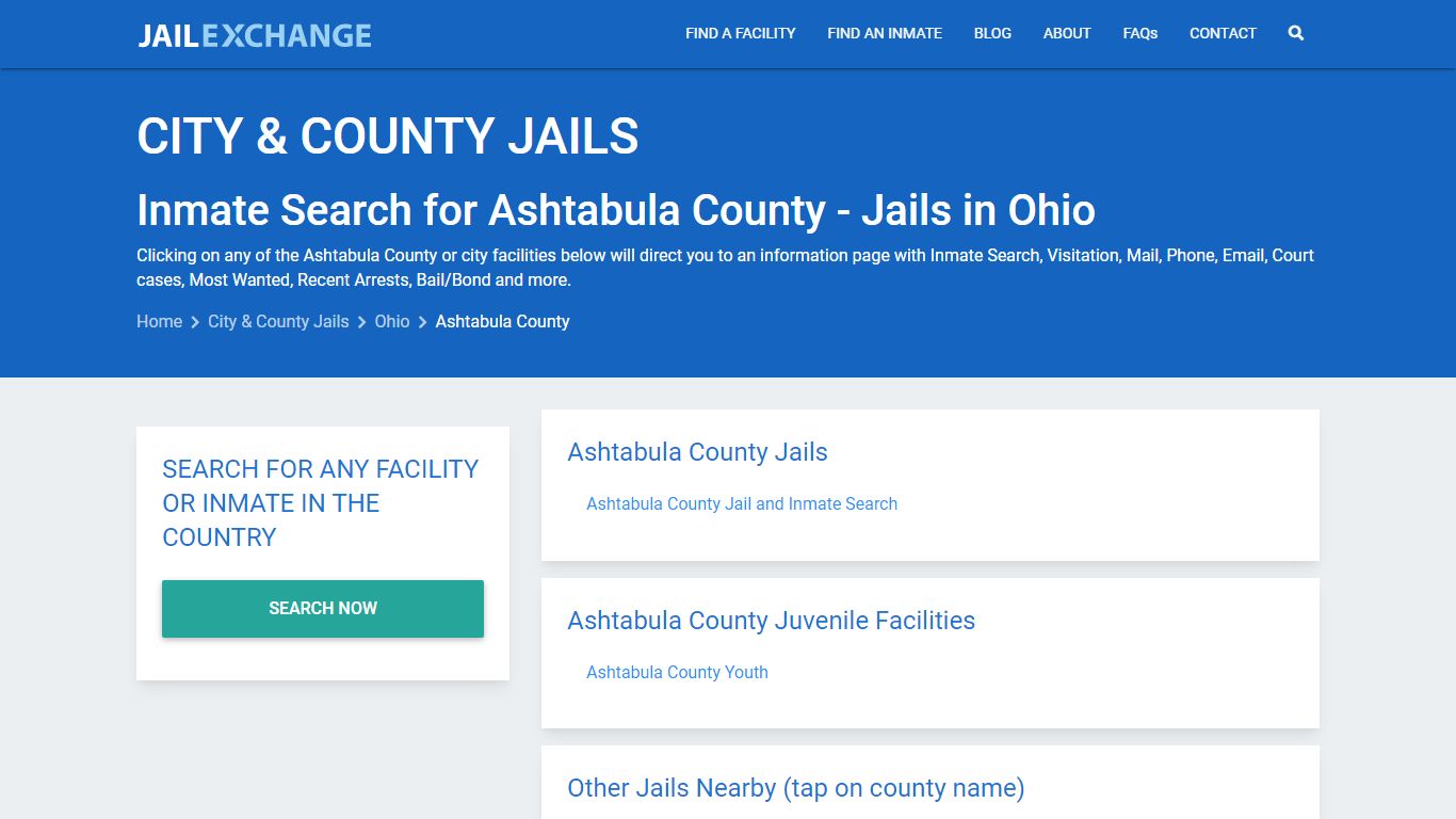 Inmate Search for Ashtabula County | Jails in Ohio - Jail Exchange